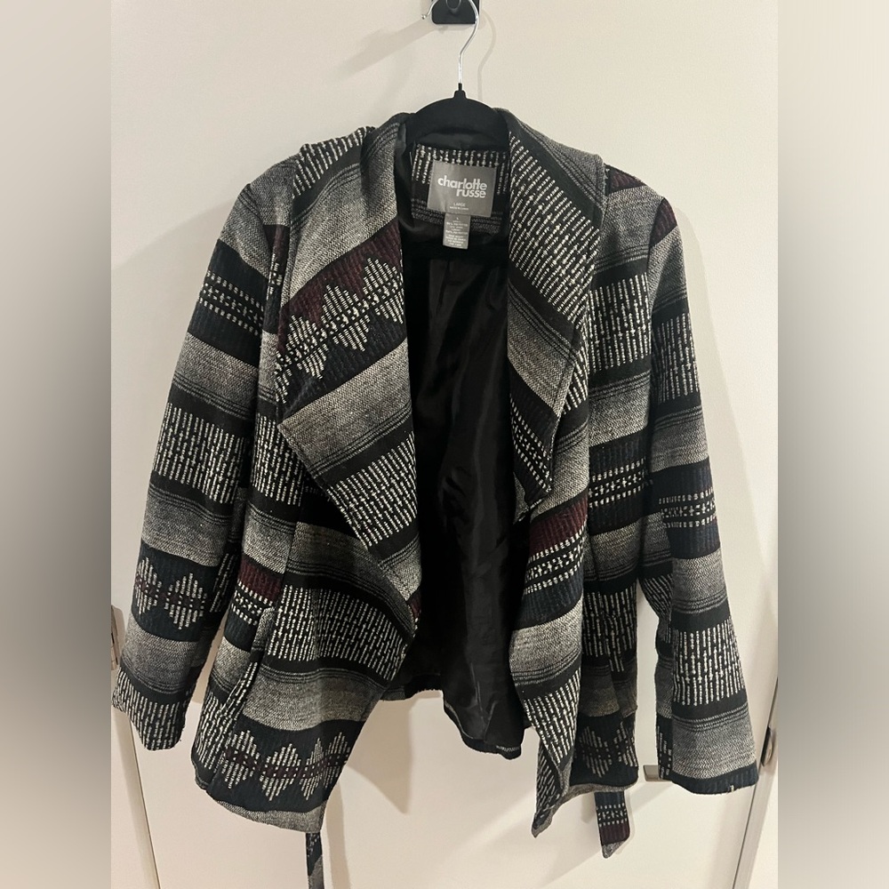 Grey Pattern Pea Coat